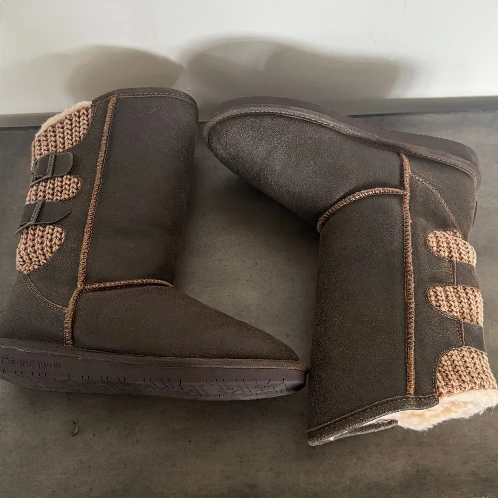 BEARPAW Boshie Chestnut Classic Suede Slip On Boots Comfortable Women’s Size 8